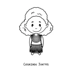 Desenho para colorir de menina africana animada