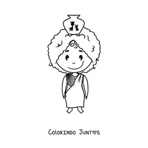 Desenho para colorir de mulher africana animada