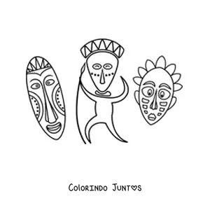 Desenho para colorir de máscaras africanas