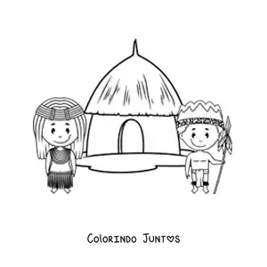 Desenho para colorir de cabana da tribo africana
