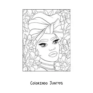 Desenho para colorir de bela mulher africana com turbante