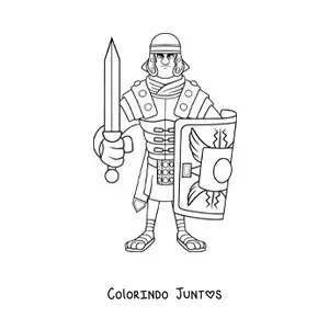 Desenho para colorir de soldado romano com espada