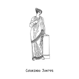 Desenho para colorir de mulher com vestido romano