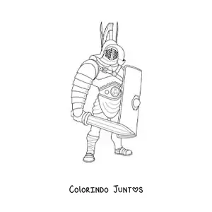 Desenho para colorir de gladiador do império romano realista