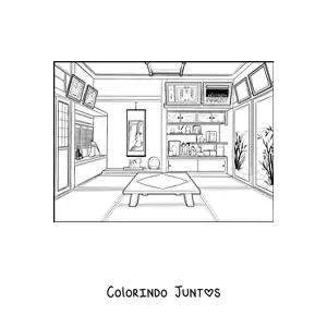 Desenho para colorir de casa japonesa
