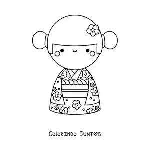 Desenho para colorir de menina japonesa animada