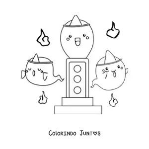 Desenho para colorir de fantasmas japoneses