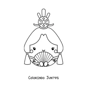 Desenho para colorir de boneca japonesa animada