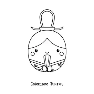 Desenho para colorir de boneca japonesa fácil