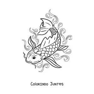 Desenho para colorir de peixe koi