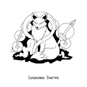 Desenho para colorir de kitsune animado
