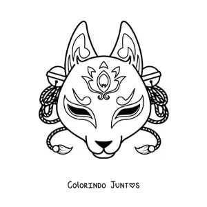 Desenho para colorir de máscara de kitsune