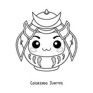 Desenho para colorir de samurai kawaii