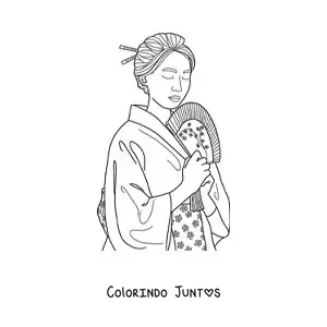 Desenho para colorir de mulher japonesa