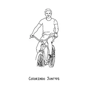 Desenho para colorir de um homem de bicicleta