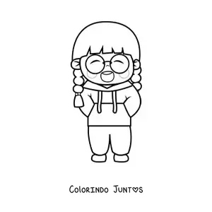 Desenho para colorir de menina japonesa kawaii