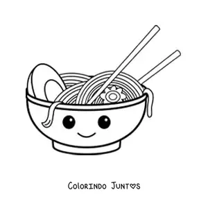 Desenho para colorir de ramen animado kawaii