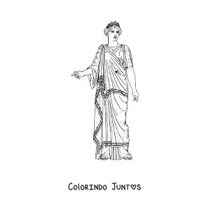 Desenho para colorir de mulher da antiga grécia com vestido