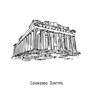 Desenho para colorir de partenon grego realista