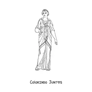 Desenho para colorir de mulher grega com vestido