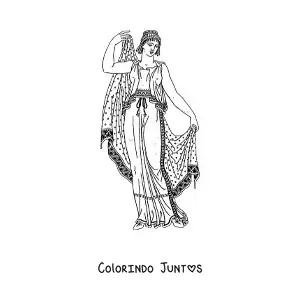 Desenho para colorir de mulher com vestimenta grega antiga