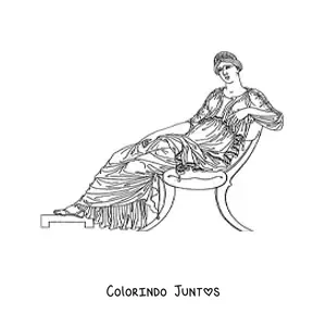 Desenho para colorir de mulher da civilização grega sentada