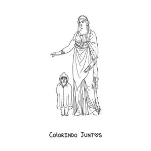 Desenho para colorir de mulher da antiga grécia com sua filha