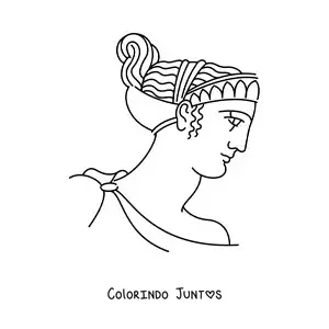 Desenho para colorir de rosto de mulher com penteado grego