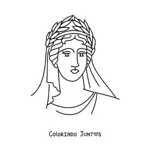 Desenho para colorir de mulher grega com coroa de louros