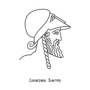 Desenho para colorir de homem da grécia antiga com um capacete