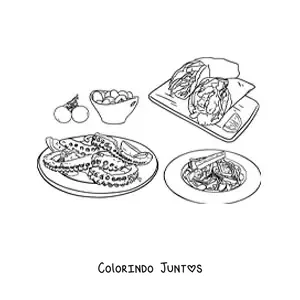 Desenho para colorir de pratos gregos