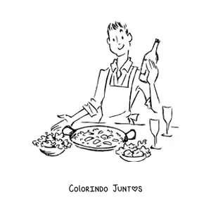 Desenho para colorir de simbolos da cultura espanhola e mapa
