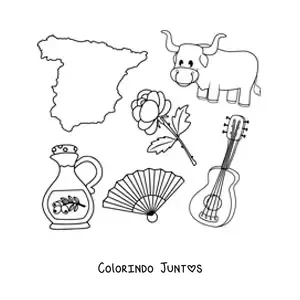 Desenho para colorir de espanhol animado com uma paella