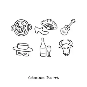 Desenho para colorir de tradicoes espanholas animadas