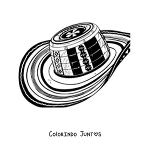 Desenho para colorir de chapeu colombiano tradicional