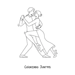 Desenho para colorir de casal animado dancando tango tradicional argentino