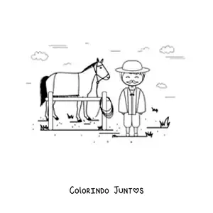 Desenho para colorir de gaucho argentino animado