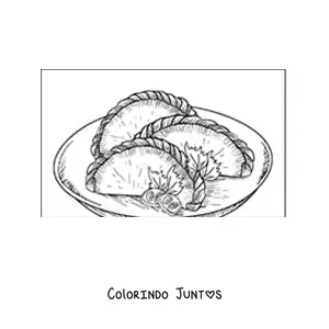 Desenho para colorir de empanadas tradicionais da cultura argentina