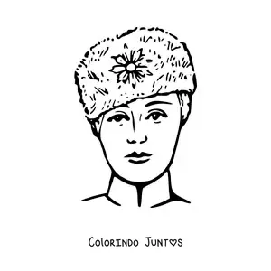 Desenho para colorir de rosto de mulher russa