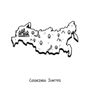 Desenho para colorir de mapa da Russia animado