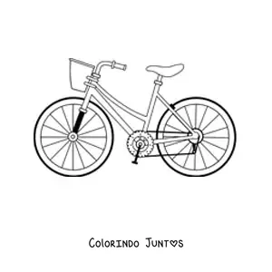 Desenho para colorir de uma bicicleta com cesta