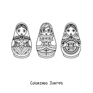 Desenho para colorir de matrioskas russas