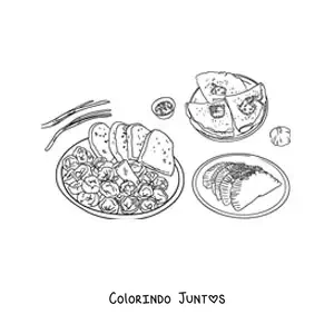 Desenho para colorir de pratos tradicionais da Russia