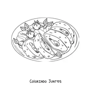 Desenho para colorir de prato tradicional russo