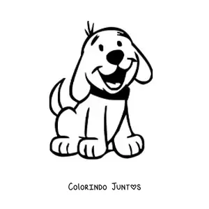 Desenho para colorir de um cachorro animado feliz sentado