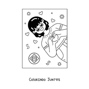 Desenho para colorir de menina com emoji do Brasil