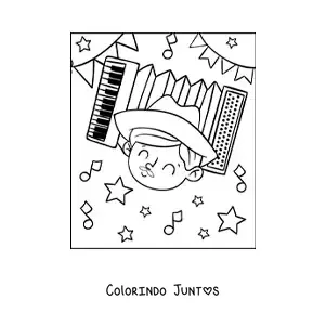 Desenho para colorir de menino do Brasil celebrando as festas juninas