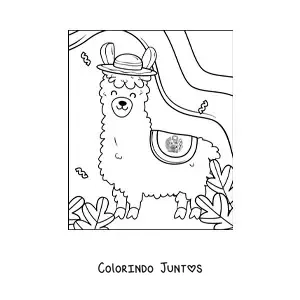 Desenho para colorir de alpaca peruana animada