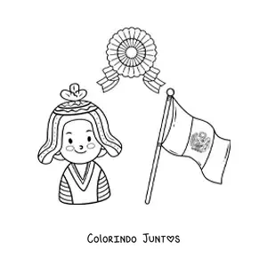 Desenho para colorir de menino com a bandeira do Peru