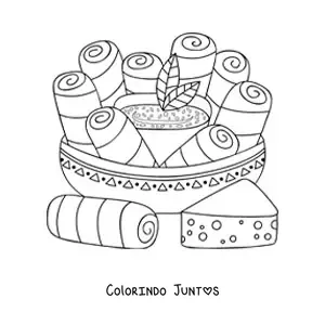 Desenho para colorir de tequenos venezuelanos tradicionais